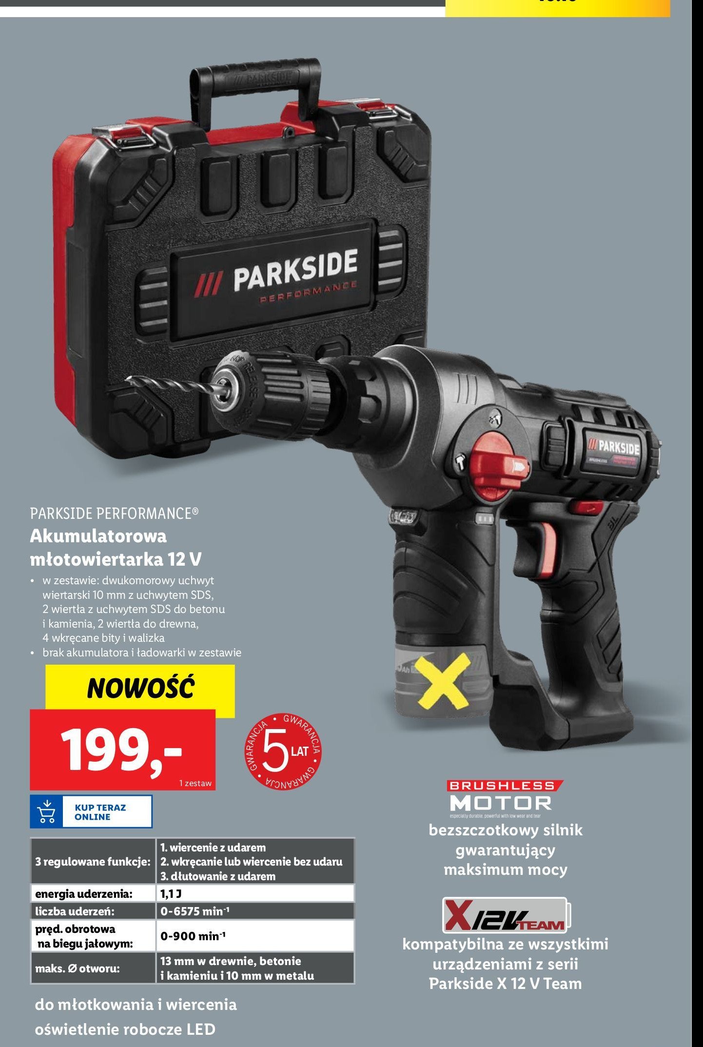 Młotowiertarka 12v Parkside promocja