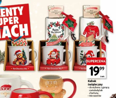 Kubek świąteczny z gorącą czekoladą lub herbatą, mix wzorów promocja w Intermarche