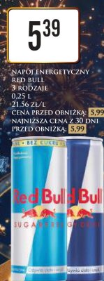 Napój energetyczny 3 rodzaje Red Bull promocja w Dino