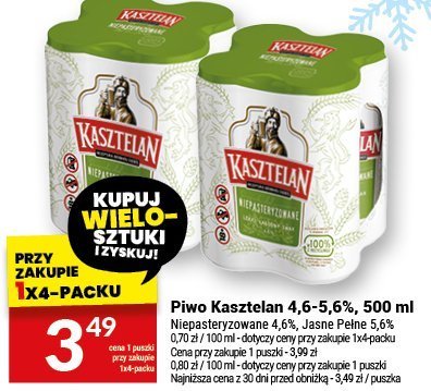 Piwo Kasztelan 4,6-5,6%, 500 ml promocja w Twój Market