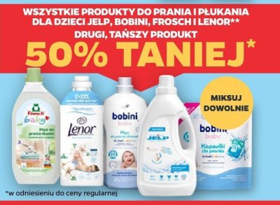 Produkty do prania i płukania dla dzieci Jelp, Bobini, Frosch i Lenor drugi -50% taniej promocja w Netto