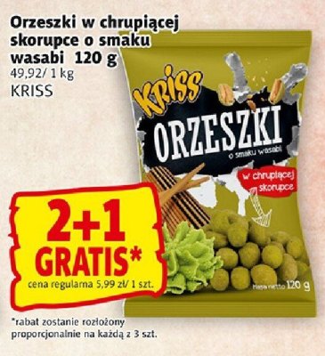 Orzeszki w chrupiącej skorupce o smaku wasabi Kriss 120 g promocja w Prim Market