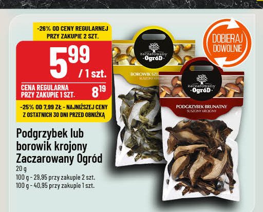 Podgrzybki suszone Zaczarowany ogród promocja w POLOmarket