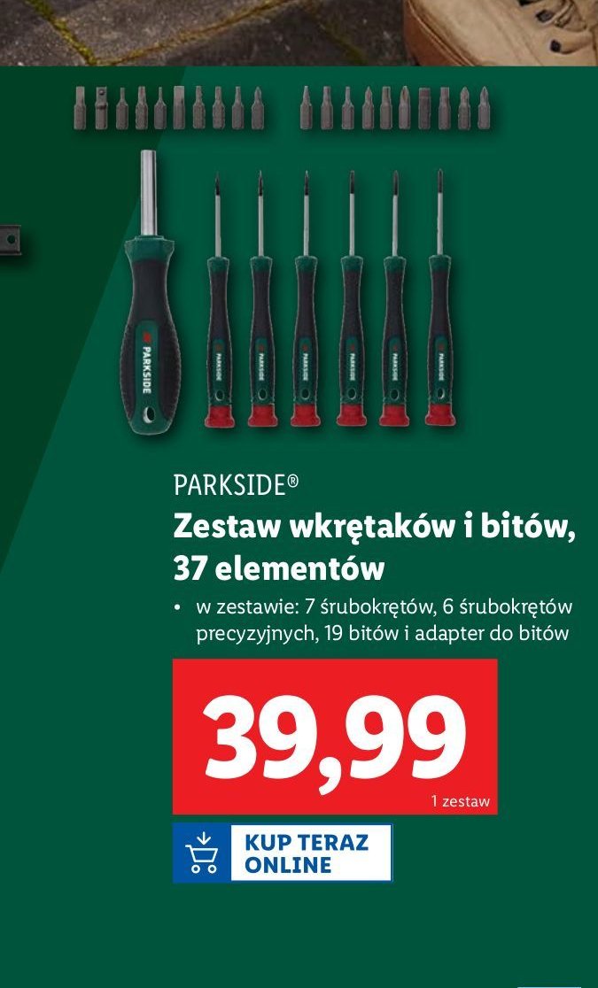 Zestaw wkrętaków i bitów Parkside promocja