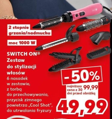 Zestaw do stylizacji włosów SWITCH ON 6 nasadek z zasilaniem z torbą promocja w Kaufland