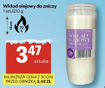 Wkład olejowy do zniczy promocja w Delikatesy Centrum