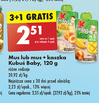 Mus + kaszka jabłko morela Kubuś baby promocja