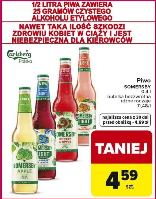 Piwo SOMERSBY 0,4 l butelka bezwrotna różne rodzaje promocja w Carrefour