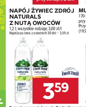 Woda z nutą cytryny i mango zero ŻYWIEC ZDRÓJ NATURALS promocja