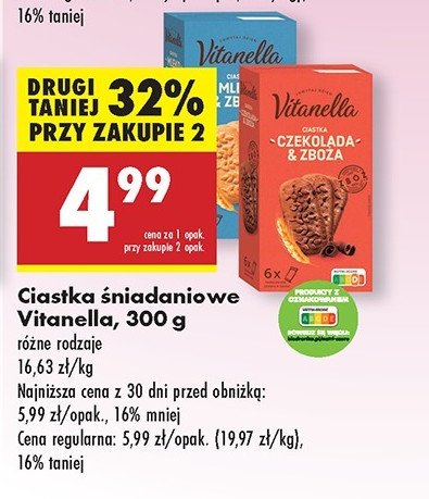 Ciastka mleko i zbo偶a Vitanella promocja
