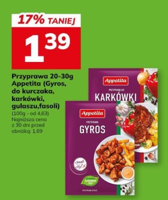 Przyprawa 20-30g Appetita (Gyros, do kurczaka, do karkówki, do kebaba) promocja w Hitpol