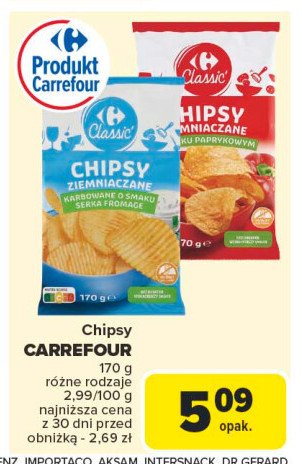Chipsy fromage Carrefour classic promocja