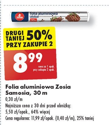 Folia aluminiowa 30 m z tłoczeniem Zosia samosia promocja