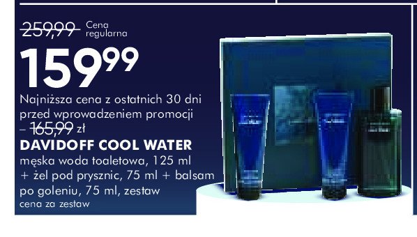 Zestaw w pudełku cool water woda toaletowa 125 ml + żel pod prysznic 75 ml + balsam po goleniu 75 ml Davidoff zestaw promocja w Super-Pharm