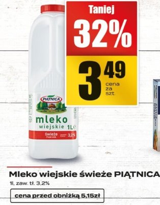 Mleko wiejskie świeże PIATNICA promocja w Supeco