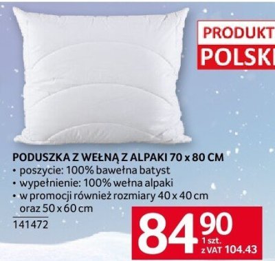 Poduszka z wełną z alpaki 70 x 80 cm promocja w Selgros