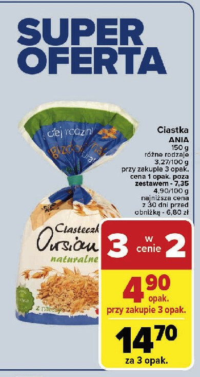 Ciasteczka owsiane naturalne Ania promocja