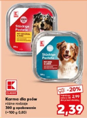 Karma dla psów różne rodzaje 300g  promocja w Kaufland
