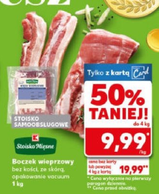 Boczek wieprzowy bez kości ze skórą promocja w Kaufland