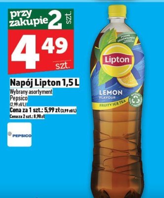 Napój Lipton 1,5 L promocja w TOPAZ