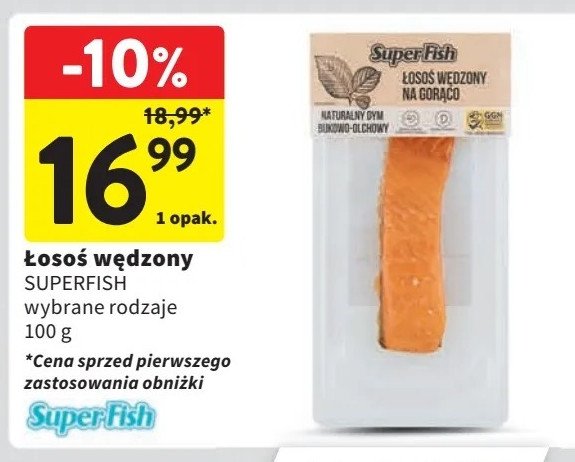 Łosoś norweski wędzony na gorąco Superfish promocja w Intermarche