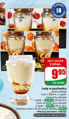 Lody w pucharku różne rodzaje 2 szt. x 150 ml promocja w Dino