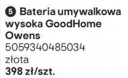 Bateria umywalkowa wysoka GoodHome Owens promocja w Castorama