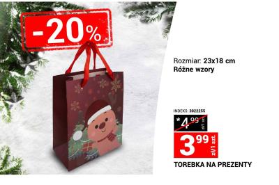 Torebka na prezenty 23x18 cm różne wzory promocja w Merkury Market