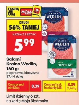 Salami Kraina Wędlin, 96 g: pieprzowe, klasyczne promocja w Biedronka