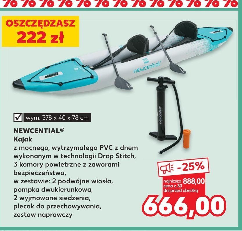 Kajak dmuchany 378 x 40 x 78 cm Newcential promocja