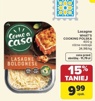 Lasagne WHAT? COOKING POLSKA różne rodzaje promocja w Carrefour