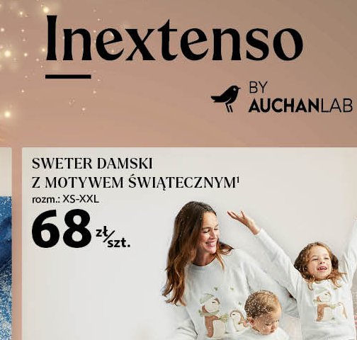 Sweter damski z motywem świątecznym Auchan inextenso promocja