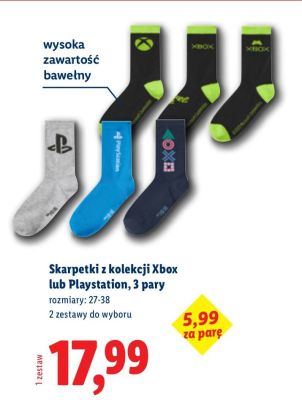 Skarpetki z kolekcji Xbox lub Playstation, 3 pary promocja w Lidl
