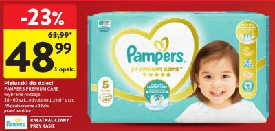 Pieluszki dla dzieci PAMPERS PREMIUM CARE wybrane rodzaje promocja w Intermarche