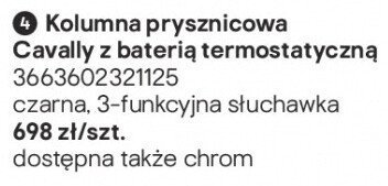Kolumna prysznicowa Cavally z baterią termostatyczną promocja w Castorama
