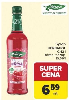 Syrop HERBAPOL różne rodzaje 0,42 l promocja w Carrefour