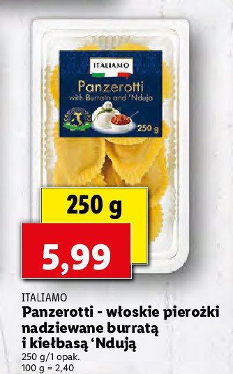 Pierożki panzerotti z burratą i kiełbasą nduja Italiamo - cena - promocje -  opinie - sklep | Blix.pl - Brak ofert
