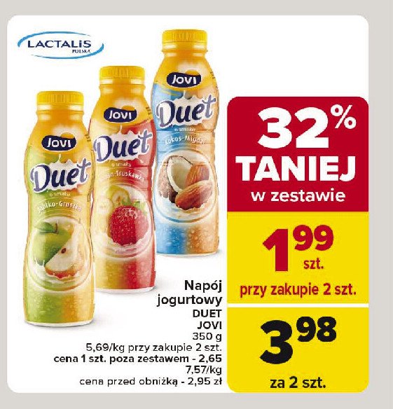 Jogurt jabłko-gruszka Jovi duet promocja