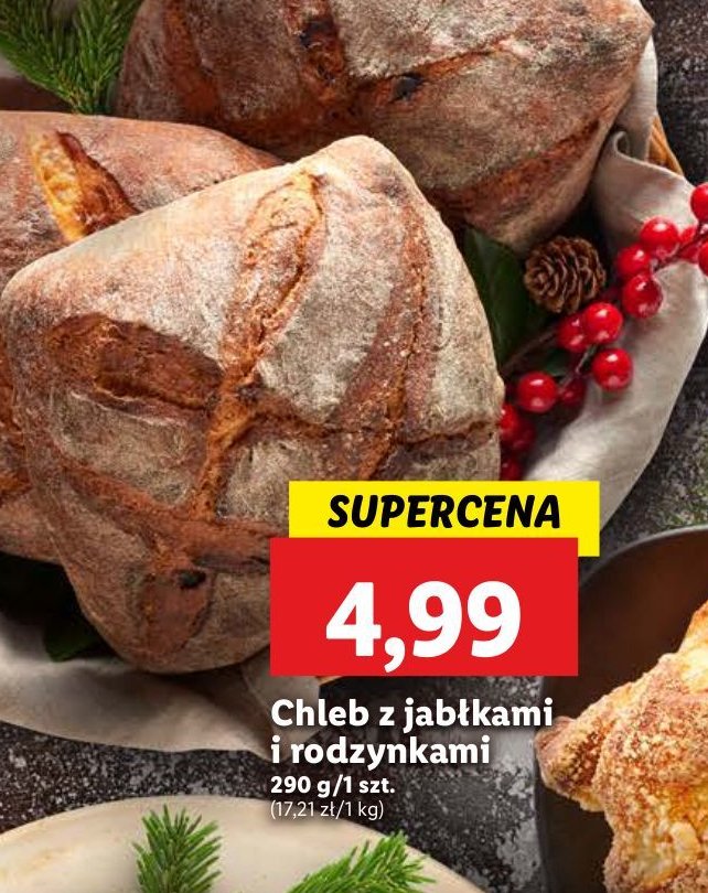 Chleb z jabłkami i rodzynkami promocja w Lidl