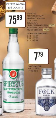 Spirytus rektyfikowany zbożowy Kaliski 0,7 l 95% promocja w Dino