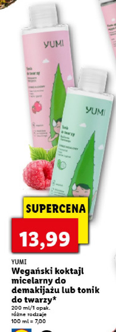 Koktajl micelarny do demakijażu aloes malina i granat Yumi cosmetics promocja