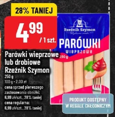 Parówki wieprzowe lub drobiowe Rzeźnik Szymon promocja w POLOmarket