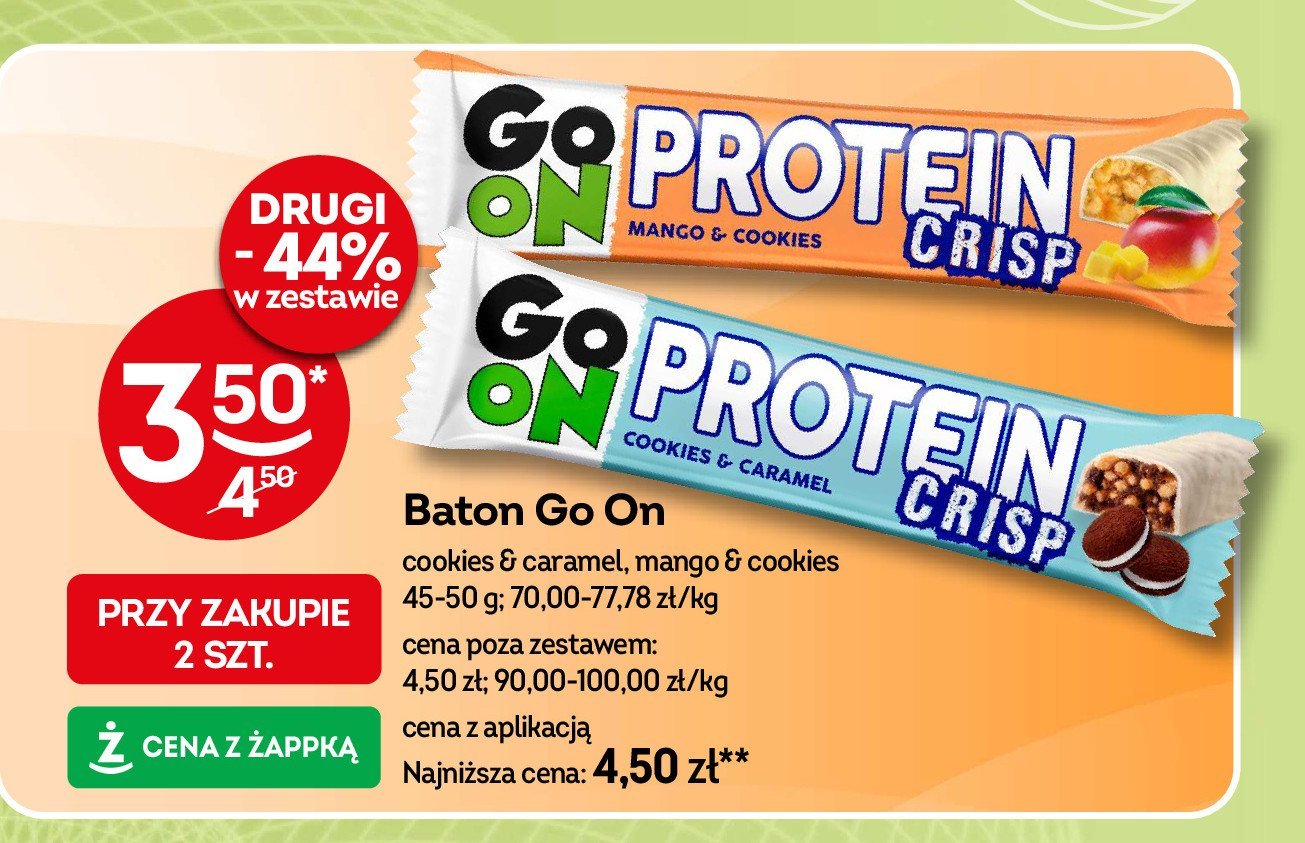 Baton cookies & caramel Sante go on! protein crisp promocja w Żabka