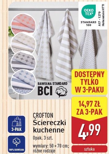 Ścierki kuchenne 50 x 70 cm Crofton promocja w Aldi