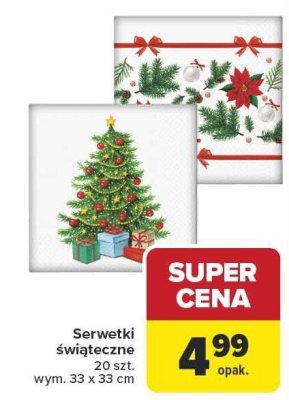 Serwetki świąteczne 20 szt. wym. 33 x 33 cm promocja w Carrefour