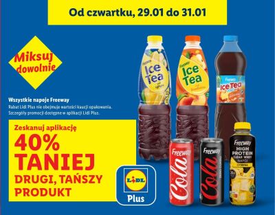 Wszystkie napoje Freeway DRUGI -40% promocja w Lidl