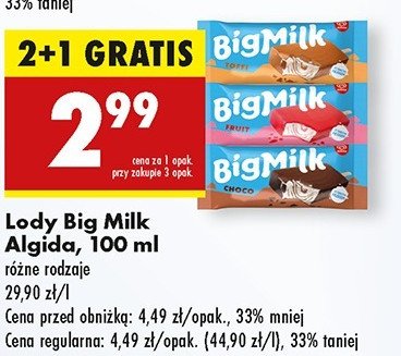 L贸d toffi intense Algida big milk promocja
