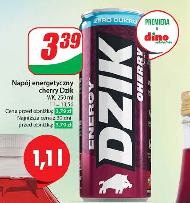 Nap贸j energetyczny cherry zero WK DZIK promocja