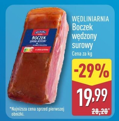 Boczek wędzony surowy promocja w Aldi