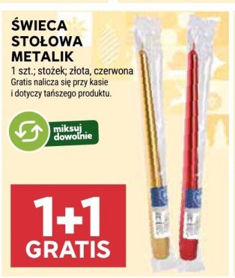 Świeca stołowa metalik promocja w Stokrotka